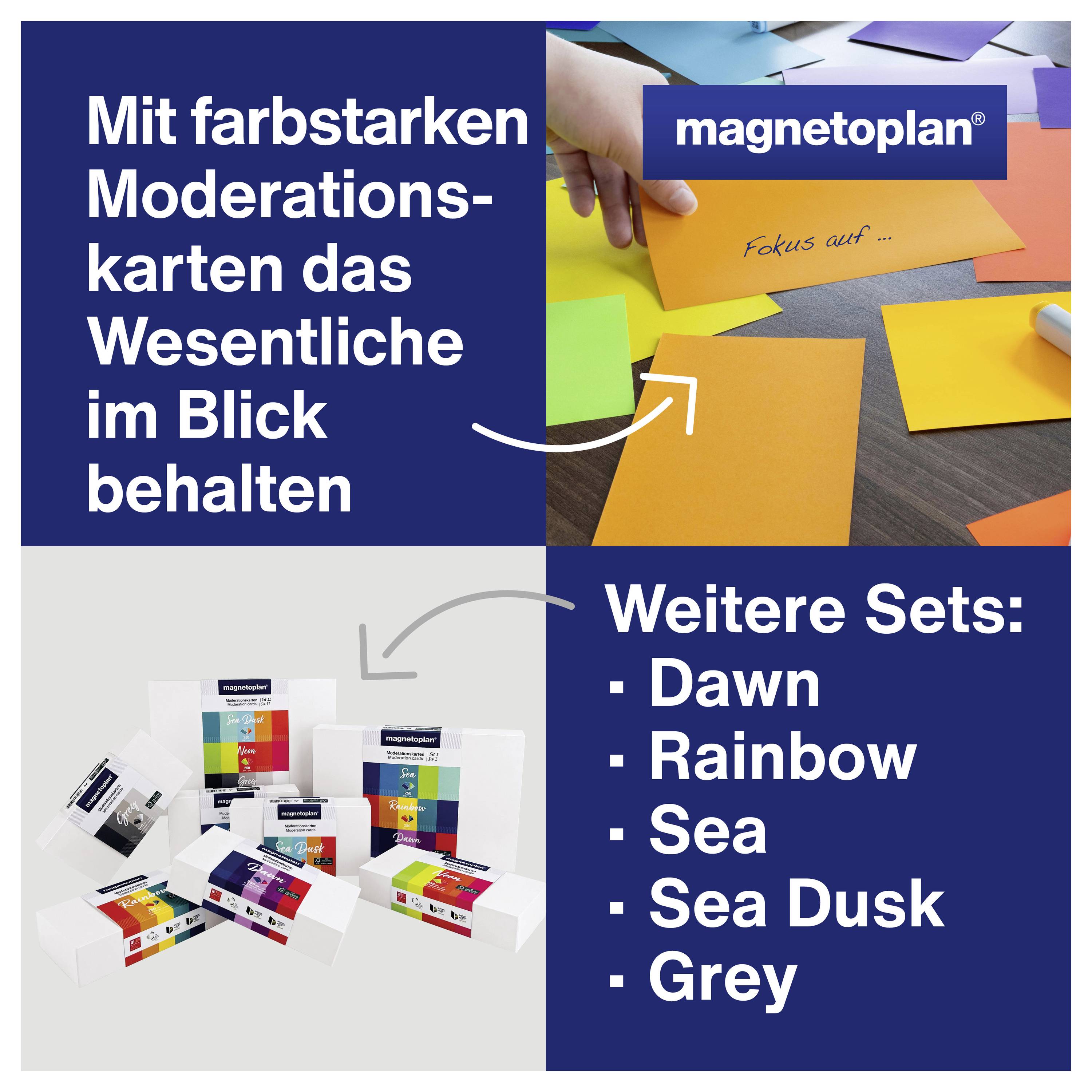 Zachować istotę za pomocą intensywnie kolorowych kart do prezentacji. Kolejne zestawy: Dawn, Rainbow, Sea, Sea Dusk, Grey.