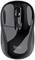 Czarna, bezprzewodowa mysz komputerowa o ergonomicznym designie z rolką przewijania, idealna do użytku w biurze lub w domu.