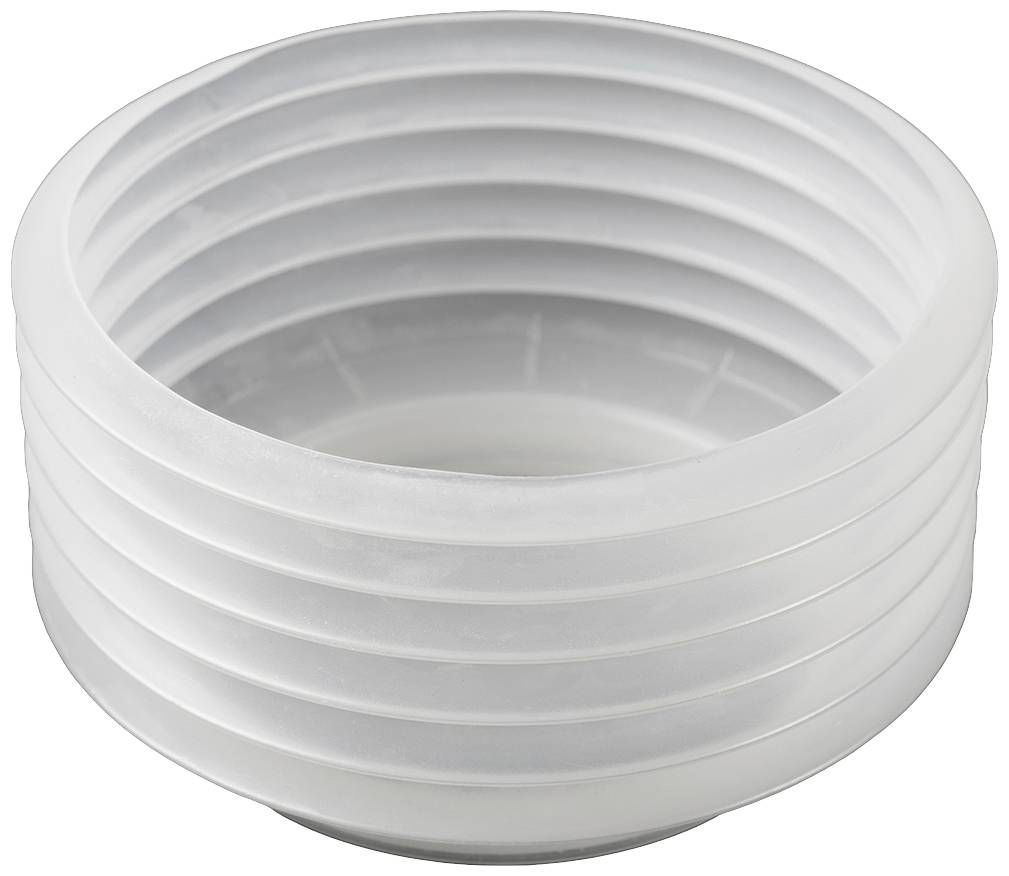 Okrągły, biały pojemnik plastikowy o żebrowanej powierzchni.