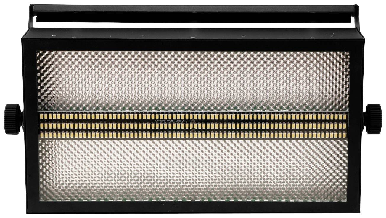 Prostokątna lampa LED z wzorem siatki na powierzchni. Posiada boczne przyciski do regulacji kąta nachylenia.