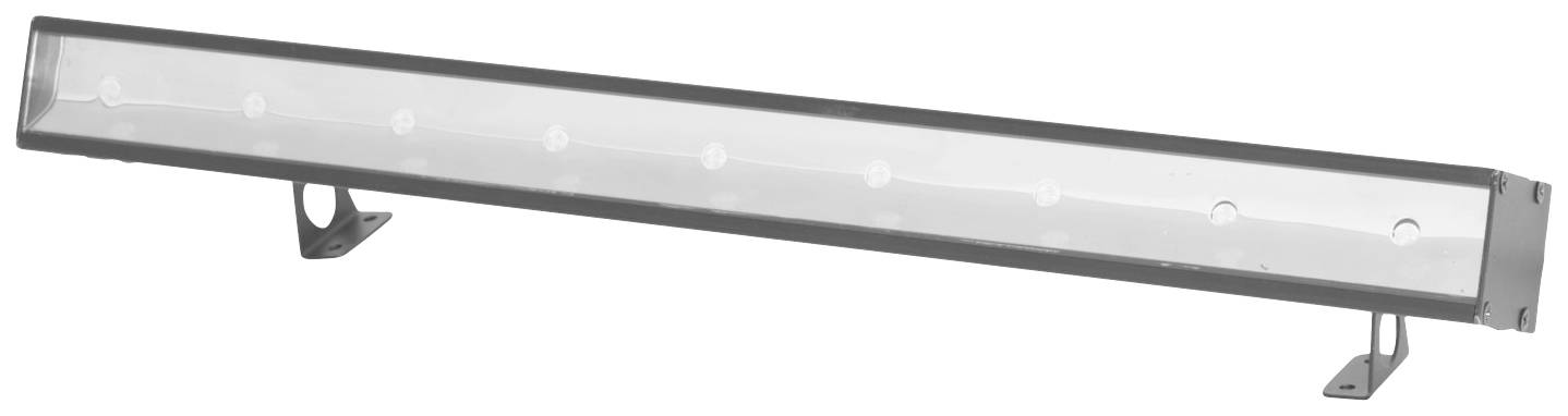 Długa, wąska belka świetlna LED z wieloma punktami świetlnymi, zamontowana na dwóch uchwytach. Odpowiednia do celów oświetleniowych.