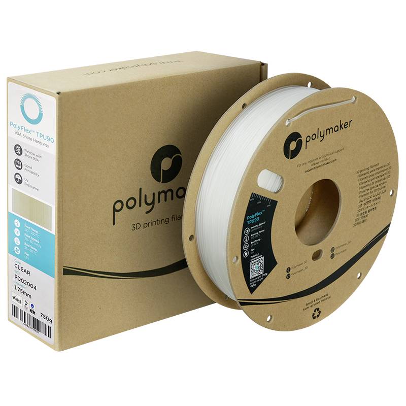 Филамент Polymaker PD02004 TPU90 для 3D-принтеров, гибкий TPU, 1,75 мм, 750 г, прозрачный PolyFlex™, 1 шт.