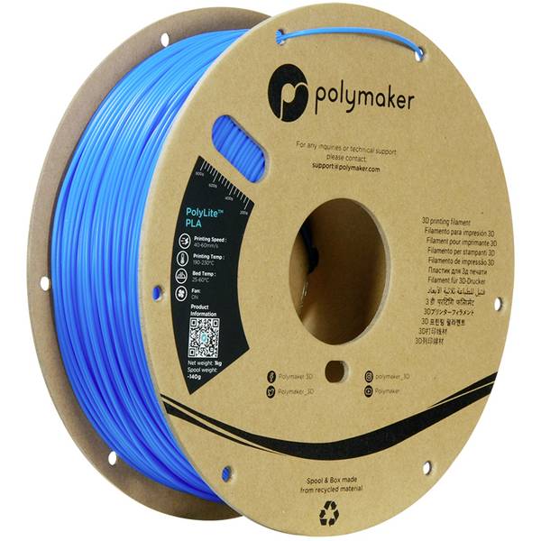 Polymaker PA02064 PA02064 Filament do drukarek 3D PLA Duża sztywność, Wysoka wytrzymałość na rozciąganie 1.75 mm 1000 g lazurowy niebieski PolyLite™ 1 szt.