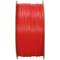 Czerwona szpula z tworzywa sztucznego z filamentem do drukarki 3D, nawinięta na dużej, okrągłej rolce. Idealna do wykorzystania w projektach druku.