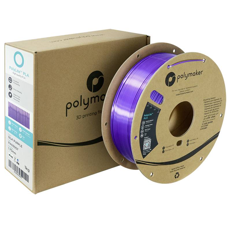 Szpula Lila włókna PLA firmy Polymaker. Odpowiednie do druku 3D, 1 kg, przyjazne środowisku.