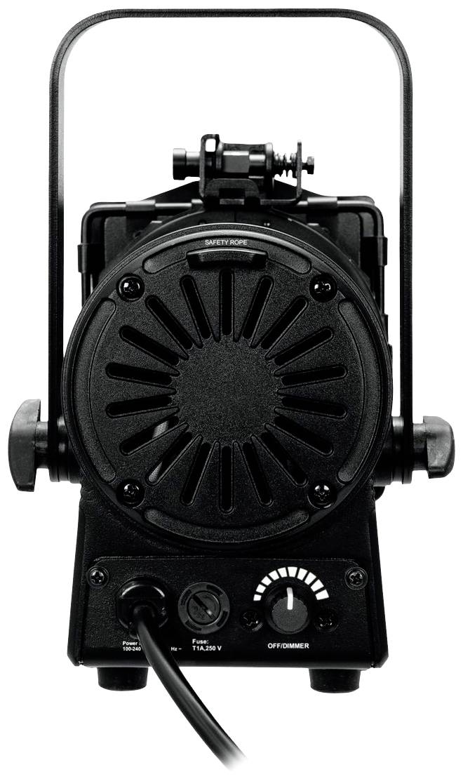 Czarny, prostokątny sprzęt z frontem głośnikowym, pokrętłami i przewodem przy dolnej krawędzi. Prawdopodobnie profesjonalne urządzenie audio.