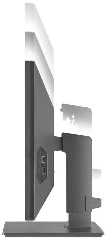 Płaski ekran widziany z boku, z widocznymi dwoma portami USB na lewej krawędzi monitora.