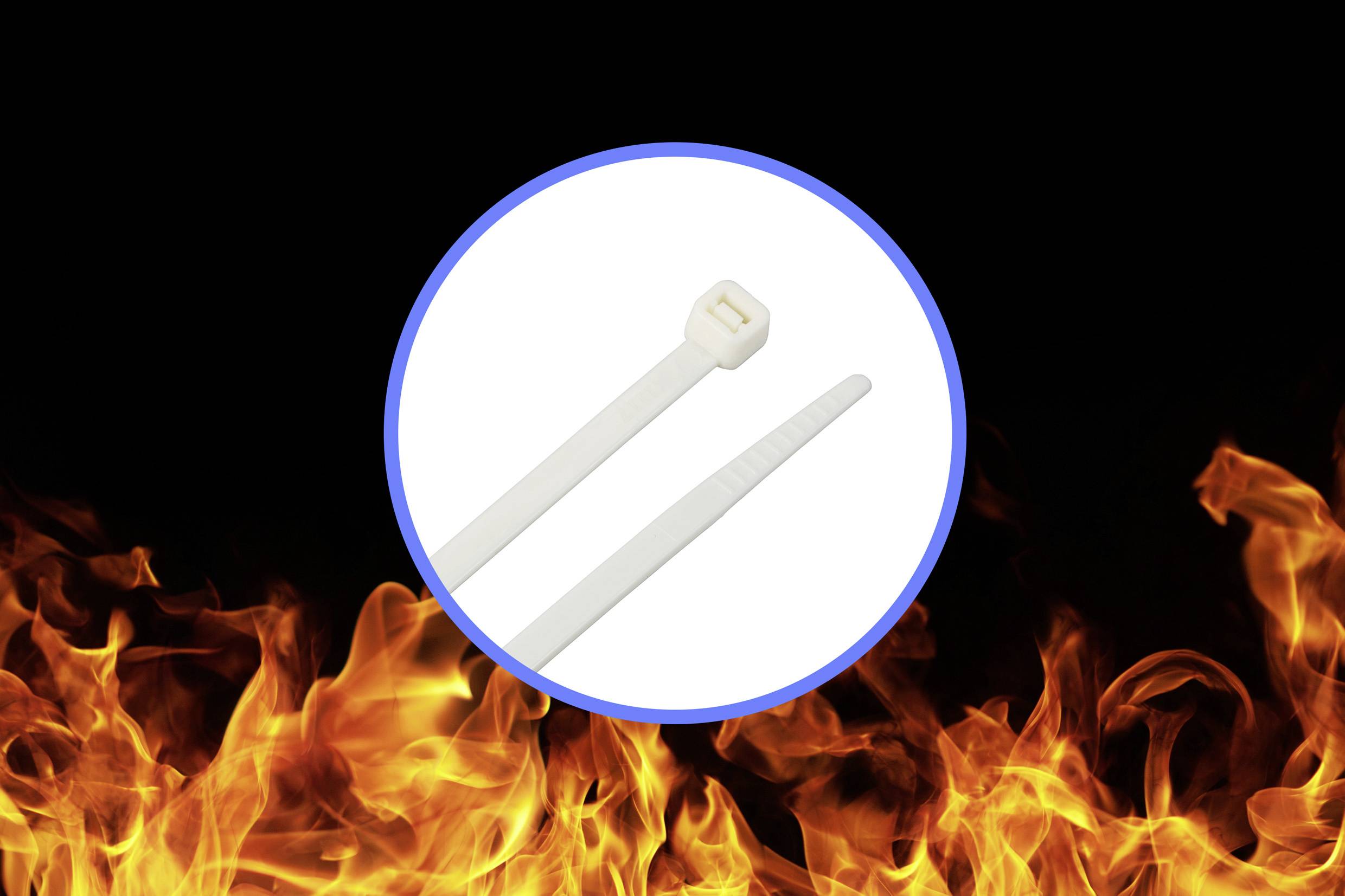 Кабельні стяжки TRU COMPONENTS TC-12533336 300 мм 4,8 мм білі, вогнестійкі, 100 шт.