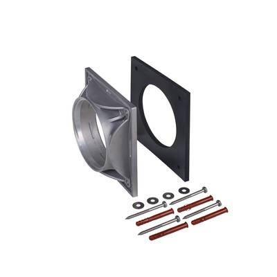 Metalowy adapter i płyta z tworzywa sztucznego z śrubami i kołkami. Odpowiednie do mocowania lub montażu na różnych powierzchniach.