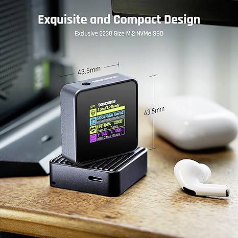 Корпус для SSD-накопичувача Dockcase Pocket Smart M.2 USB-C® (USB 3.2 Gen 2) 10 Гбіт/с M.2 PCIe NVMe 2230 DSWC1M-3G