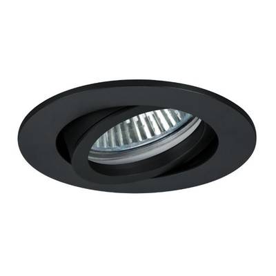 Czarna, obrotowa lampa wpuszczana z okrągłą ramką, odpowiednia do precyzyjnego oświetlenia we współczesnych wnętrzach.
