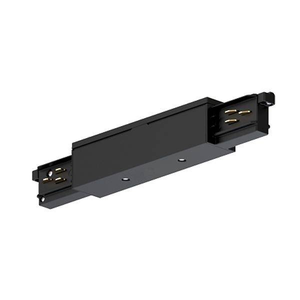 Czarny elektryczny element łączący z wieloma złączami, prawdopodobnie służący do połączenia modułów szyn prądowych.