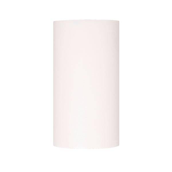 Prosta, biała, cylindryczna lampa na białym tle.