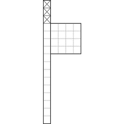 Diagram w kształcie litery "F" bez konkretnego kontekstu, przedstawiający prostokątny wzór kratowy z długim, wąskim paskiem po lewej stronie.