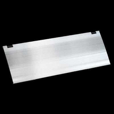 Prostokątna aluminiowa płyta o szczotkowanej powierzchni na czarnym tle.