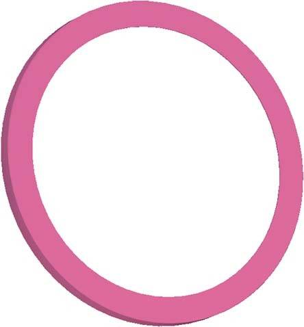 Różowy, okrągły pierścień z białą przestrzenią wewnętrzną.