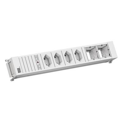 Biała listwa zasilająca z pięcioma gniazdkami Schuko oraz dwoma portami USB, odpowiednia do użytku w domach i biurach.