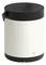 Cylindryczny, nowoczesny wkład gniazda biurkowego w kolorach czarnym i białym, odpowiedni do zastosowań biurowych.