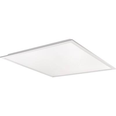 Kwadratowy, płaski panel LED z białą ramką, przeznaczony do montażu sufitowego, prezentuje nowoczesny, minimalistyczny wygląd.