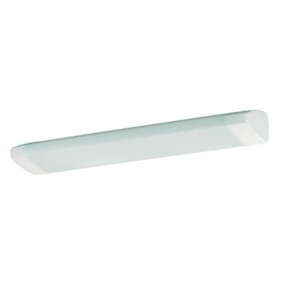 Prosta, prostokątna lampa sufitowa LED z białą osłoną, odpowiednia do nowoczesnych wnętrz, pozbawiona widocznych szczegółów lub dekoracji.