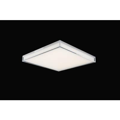 Lampa sufitowa o kwadratowym kształcie z białym światłem na czarnym tle. Idealna do nowoczesnych wnętrz.