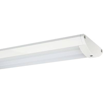 Biała, prostokątna lampa LED o zaokrąglonych narożnikach, zamontowana na suficie, przeznaczona do oświetlenia wnętrz.