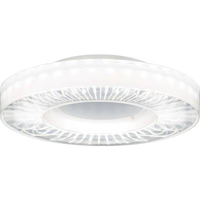 Okrągła, płaska lampa sufitowa LED z przezroczystą krawędzią i równomiernym rozkładem światła.