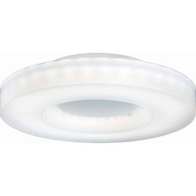 Okrągła sufitowa lampa LED z białą obudową, płaski design. Odpowiednia do nowoczesnych wnętrz jako oświetlenie ogólne.