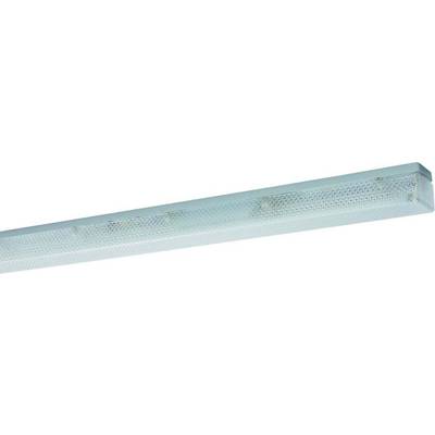 Długa prostokątna lampa LED z wzorem kratki, idealna do biur i przestrzeni roboczych, zapewniająca równomierne oświetlenie.