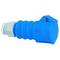 Niebieski elektryczny adapter wtykowy z nasadką ochronną, przeznaczony do zastosowań przemysłowych.