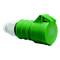Zielony, cylindryczny złącz z osłoną ochronną i białym przyłączem kablowym po lewej stronie.