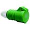 Zielony, cylindryczny wtyk z przepustem kablowym i nasadką ochronną.
