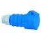 Niebieski, cylindryczny wtyk z obrotową obudową końcówki. Nadaje się do zastosowań przemysłowych.