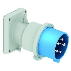 Niebieski wtyk to trójbiegunowy wtyk przemysłowy, odpowiedni do wysokich natężeń prądu. Posiada prostokątny kołnierz.