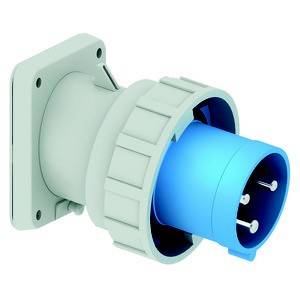 Niebieskie i szare złącze przemysłowe z wieloma stykami, przeznaczone do zastosowań wysokonapięciowych.