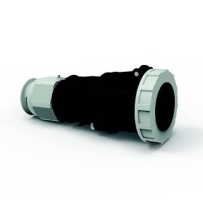 Czarny cylindryczny adapter z szarymi nasadkami na obu końcach, leżący na jasnej powierzchni.