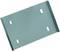 Prostokątna metalowa blacha w kolorze szarym, z czterema owalnymi otworami rozmieszczonymi równomiernie. Prawdopodobnie używana do mocowania.