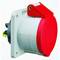 Czerwona i szara przemysłowa wtyczka ścienna, przeznaczona do wysokiego obciążenia elektrycznego, odpowiednia do fabryk lub warsztatów.