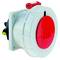 Okrągłe, białe gniazdo elektryczne z czerwoną zaślepką, odpowiednie do zastosowań przemysłowych.