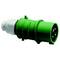 Zielony, trzybiegunowy wtyk przemysłowy z wytrzymałą obudową, przeznaczony do niezawodnych połączeń elektrycznych w środowiskach przemysłowych.