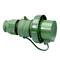 Zielony, wytrzymały, cylindryczny złącz z wyprowadzeniem przewodu, odpowiedni do zastosowań przemysłowych lub wojskowych.