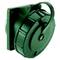 Zielona, okrągła, przemysłowa wtyczka z pokrywą, odpowiednia do stosowania na zewnątrz. Posiada wytrzymałą konstrukcję przeznaczoną do zastosowań przemysłowych.