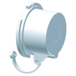 Cylindryczny pojemnik metalowy z zaokrągloną pokrywą i małym, wygiętym uchwytem z boku.