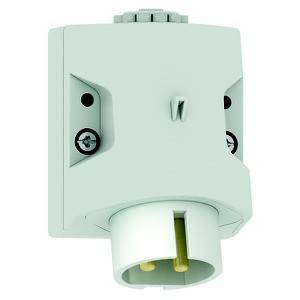 Biała elektroniczna jednostka sterująca z śrubami i złączem wtykowym.