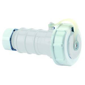 'Niebieski, cylindryczny złącz przewodu o żebrowanej powierzchni i mocno dokręconym zamknięciu na końcu.'