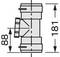 Rysunek techniczny połączenia rurowego T z wymiarami: wysokość 181 mm i szerokość 88 mm.