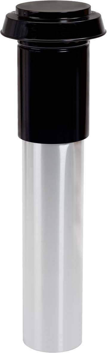 Czarno-srebrne urządzenie nawadniające w kształcie cylindra, powszechnie stosowane do podlewania trawnika.