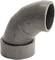 Szare rurociąg odpływowy 90 stopni, wykonane z tworzywa sztucznego, lekko strukturyzowane, najczęściej stosowane do łączenia przewodów rurowych w pracach hydraulicznych.