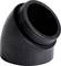 Czarny, ząbkowanyAdapter rurowy z gwintem, nachylony pod kątem 45 stopni.