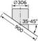 Rysunek techniczny prostokątnego obiektu o szerokości 306 mm, długości 900 mm i kącie nachylenia od 35 do 45 stopni.